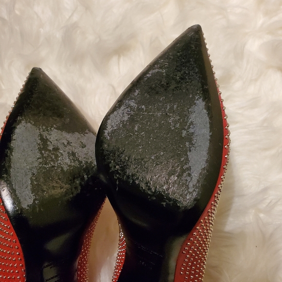 YSL Paris Studded Pointed-Toe Pump, red/Silver - Picture 8 of 16